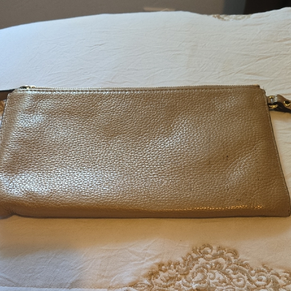 Michael Kors Gold Pebbled Leather Clutch - Picture 2 of 5